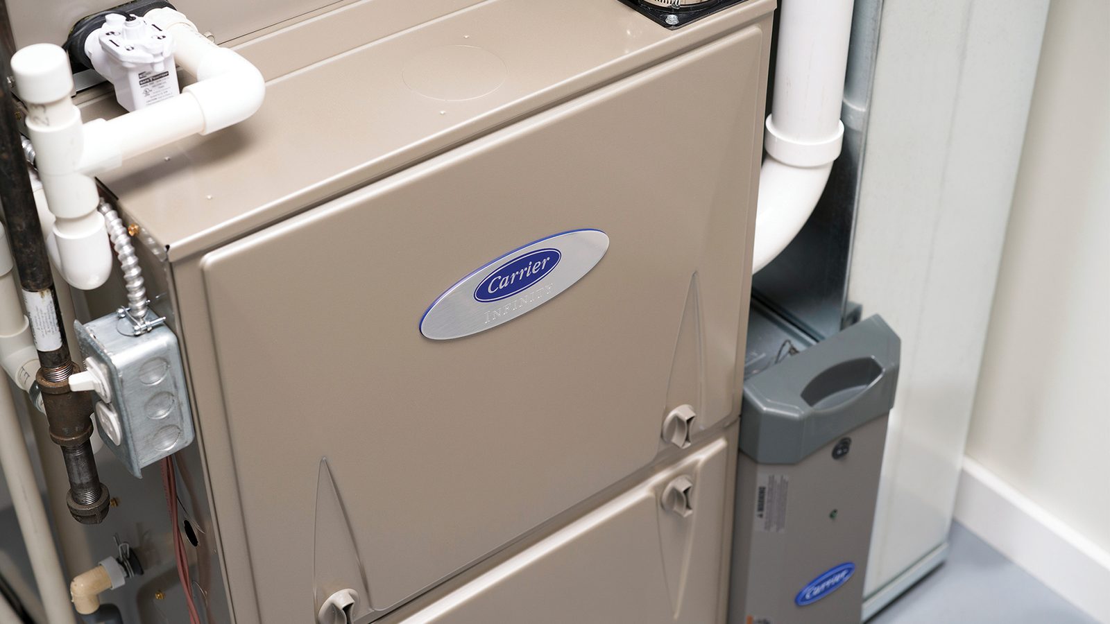 A Carrier Infinity high efficiency gas furnace