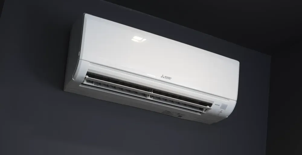 A Mitsubishi ductless indoor wall unit