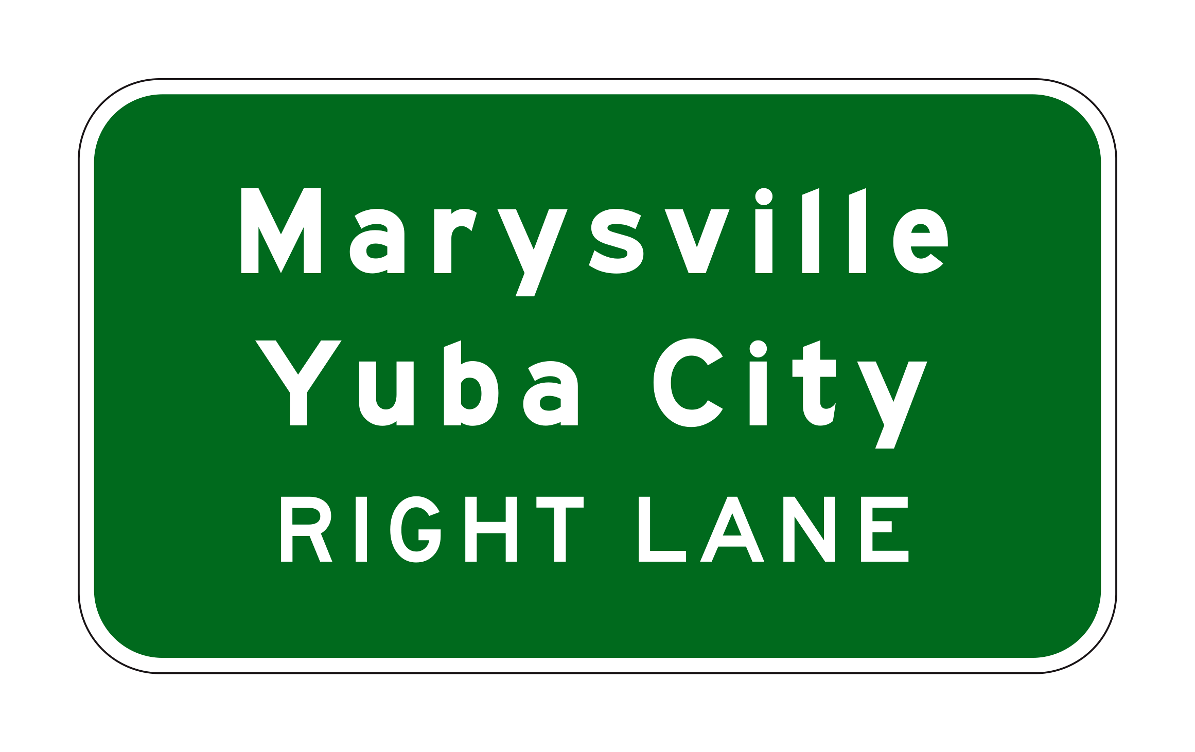 G20-3(CA) Marysville Yuba City Right Lane — official FHWA layout