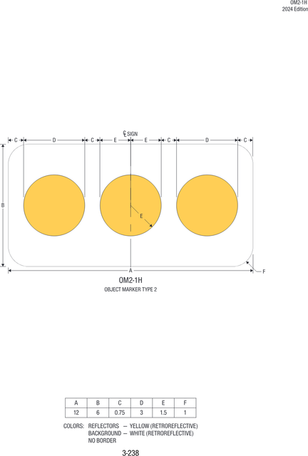 OM2-1H Object Marker Type 2 — official FHWA layout