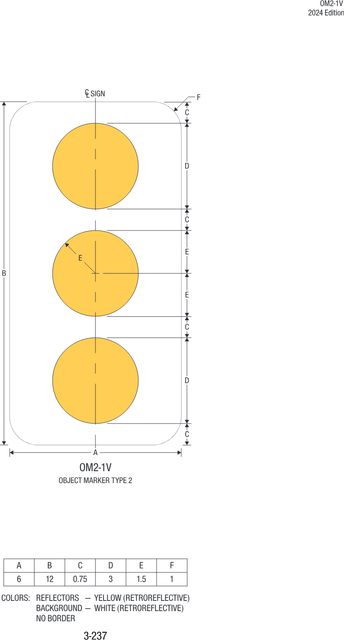 OM2-1V Object Marker Type 2 — official FHWA layout