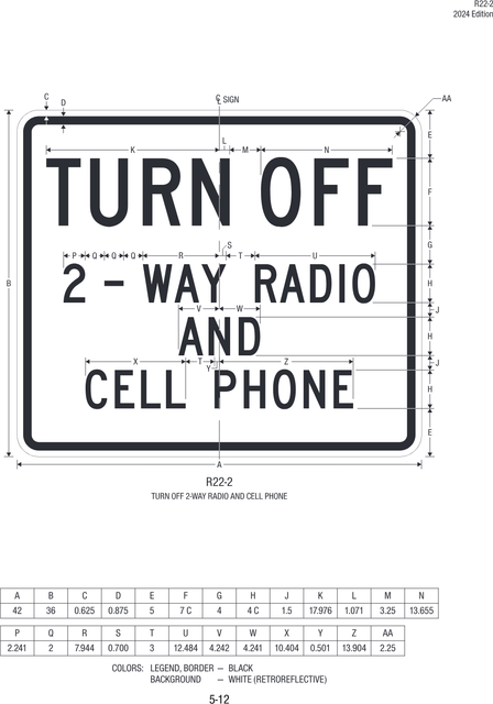 R22-2 Turn Off 2-Way Radio and Cell Phone — official FHWA layout