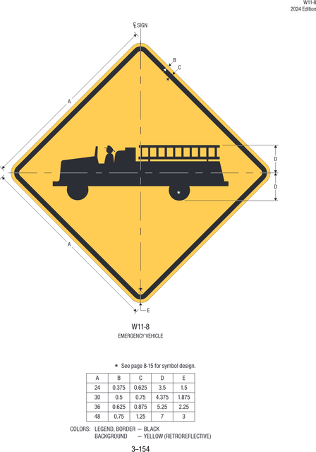 W11-8 Emergency Vehicle — official FHWA layout
