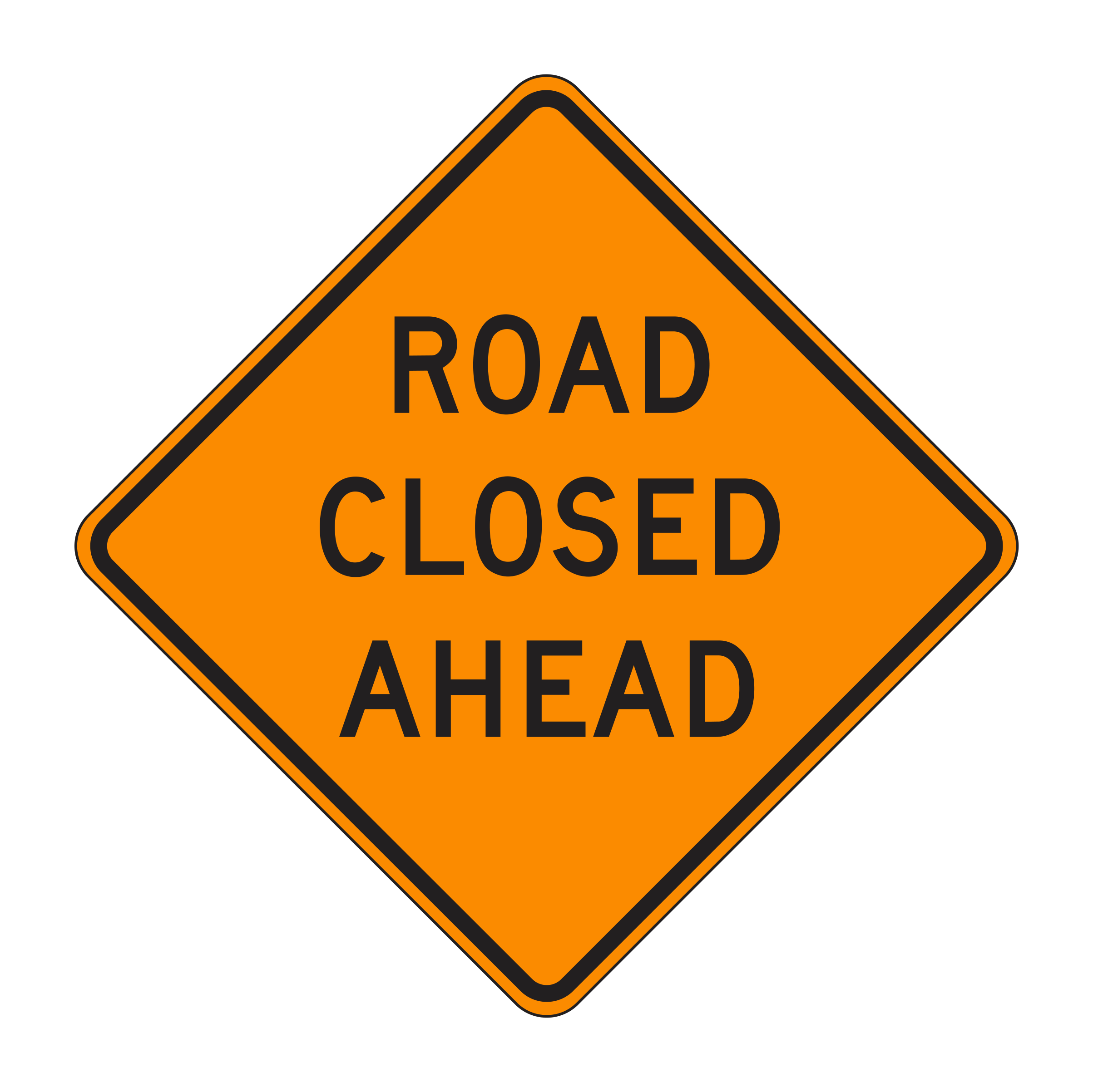 W20-3 Road Closed Ahead — official FHWA layout