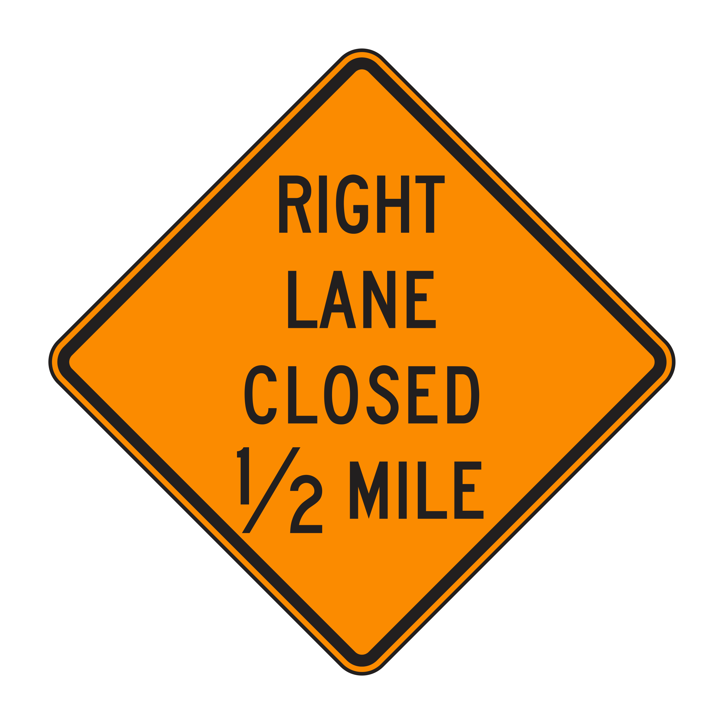 W20-5 Lane Closed Ahead — official FHWA layout