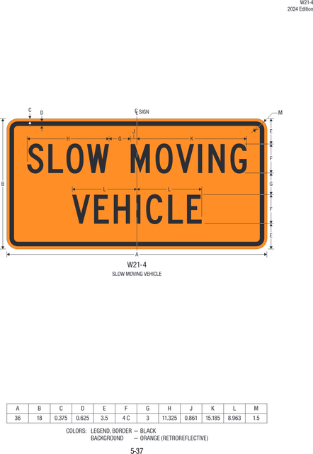 W21-4 Slow Moving Vehicle — official FHWA layout