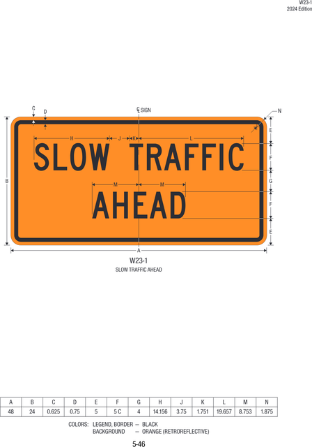 W23-1 Slow Traffic Ahead — official FHWA layout