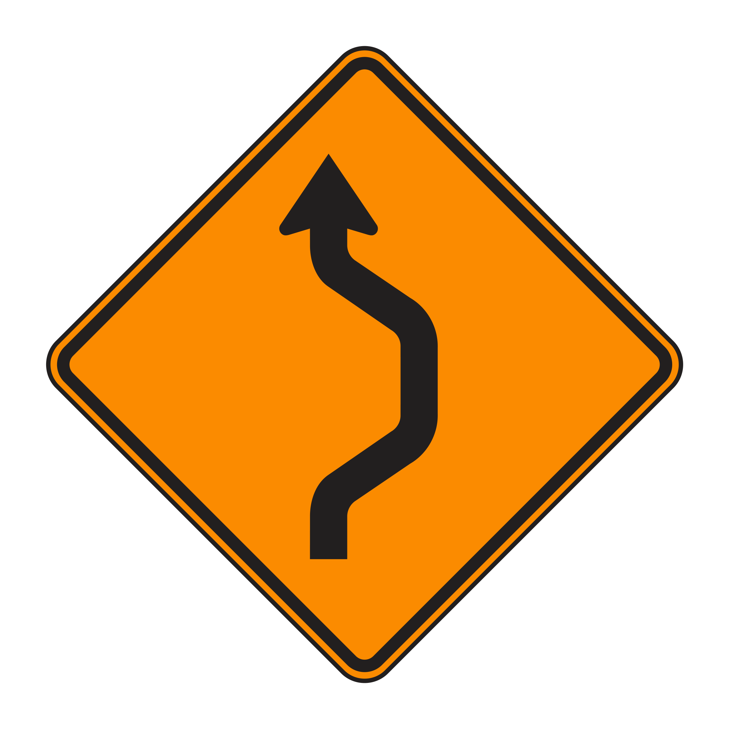 W24-1 Double Reverse Curve (1 lane) — official FHWA layout