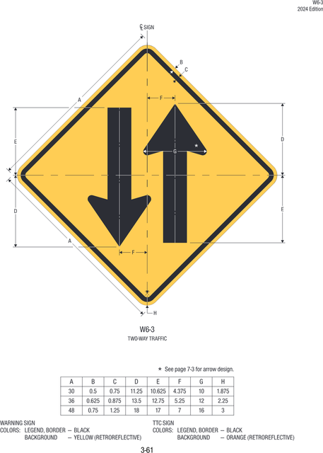 W6-3 Two-Way Traffic — official FHWA layout